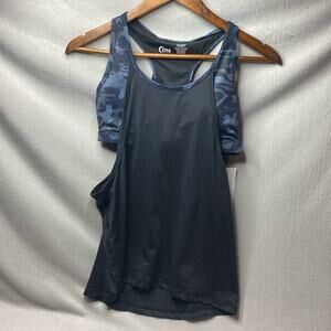 Zyia Active Black Camo 2 in 1 Light Tight Tank in size Medium